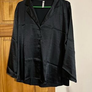 Zenana Satin Button-Up Blouse